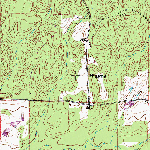 Topographic Map of Wayne, AL