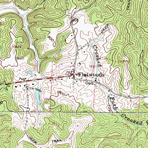Topographic Map of Flatwoods, WV