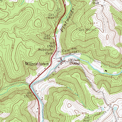Topographic Map of Flatwoods Run, WV