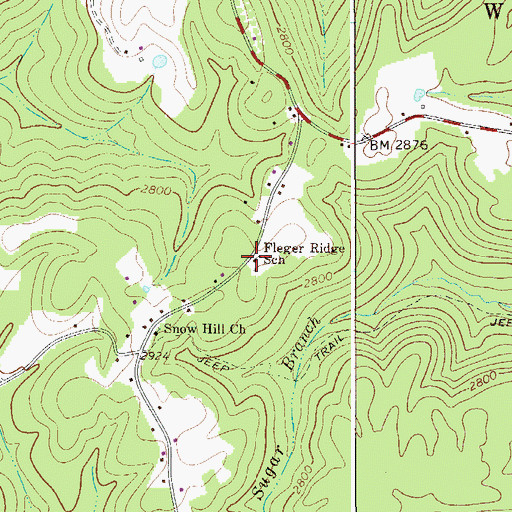 Topographic Map of Fleger Ridge School (historical), WV