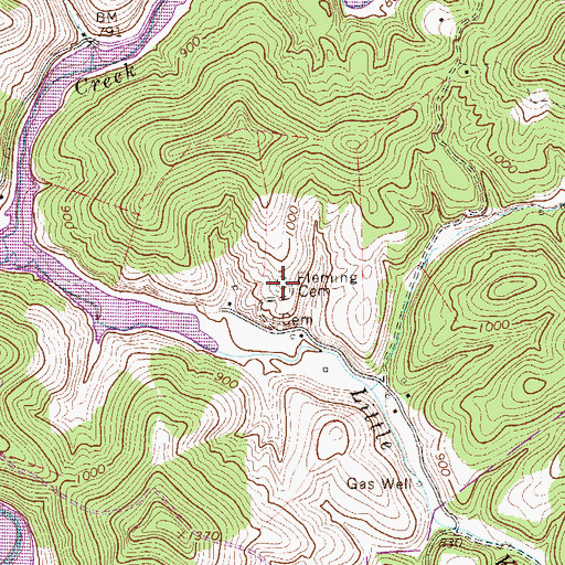 Topographic Map of Fleming Cemetery, WV