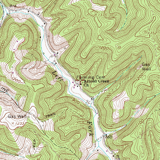 Topographic Map of Fleming Cemetery, WV
