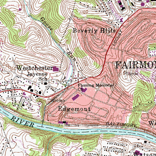 Topographic Map of Fleming Memorial Church, WV