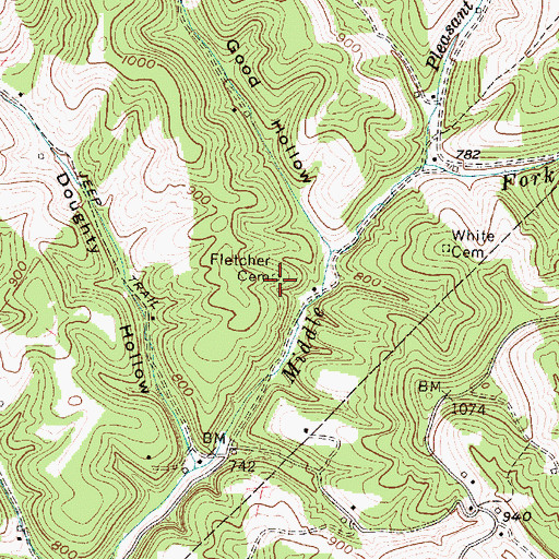Topographic Map of Fletcher Cemetery, WV