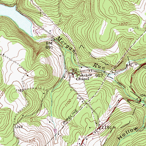 Topographic Map of Fletcher Chapel (historical), WV