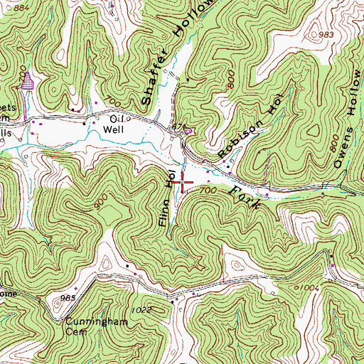Topographic Map of Flinn Hollow, WV