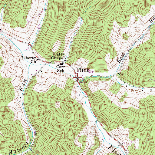 Topographic Map of Flint, WV