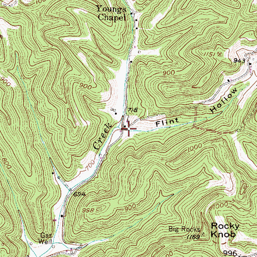 Topographic Map of Flint Hollow, WV