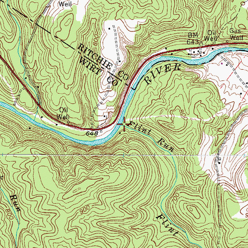 Topographic Map of Flint Run, WV