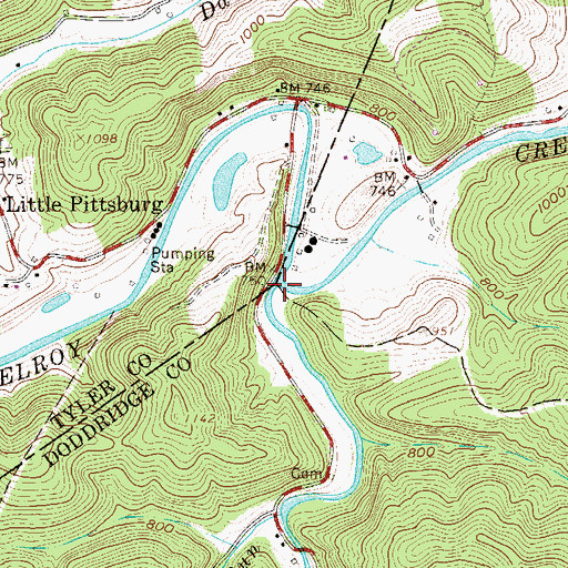 Topographic Map of Flint Run, WV
