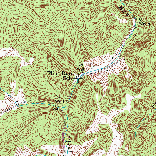 Topographic Map of Flint Run School (historical), WV