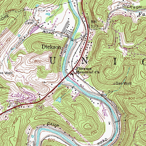 Topographic Map of Florence Memorial United Methodist Church, WV