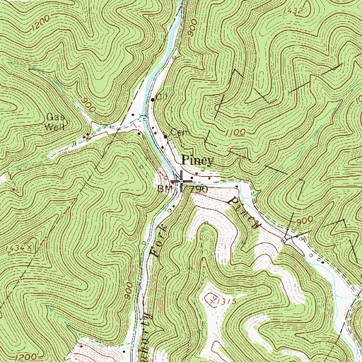 Topographic Map of Fluharty Fork, WV
