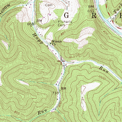 Topographic Map of Fluharty Run, WV