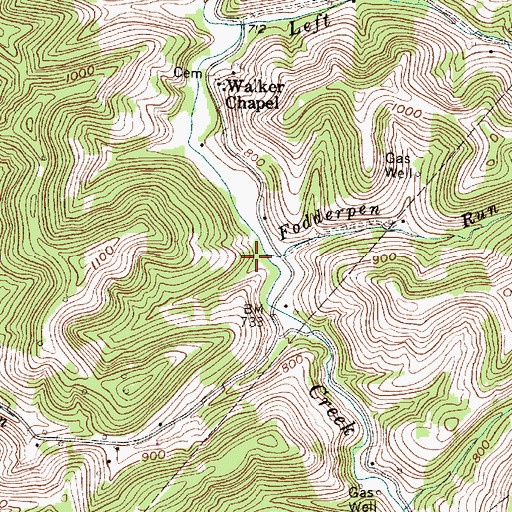 Topographic Map of Fodderpen Run, WV