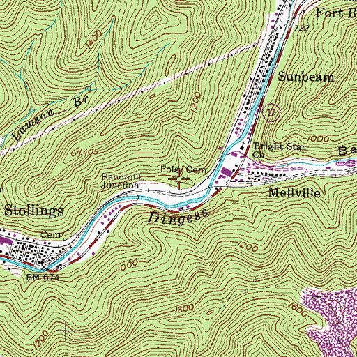 Topographic Map of Foley Cemetery, WV