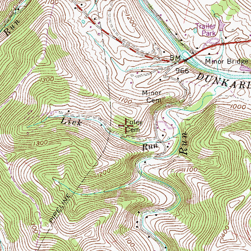 Topographic Map of Foley Cemetery, WV