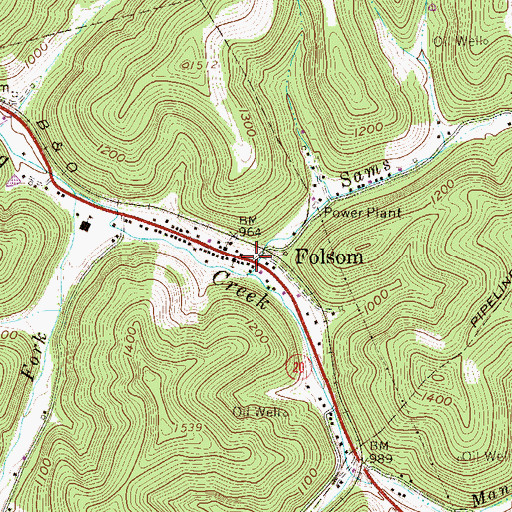 Topographic Map of Folsom, WV