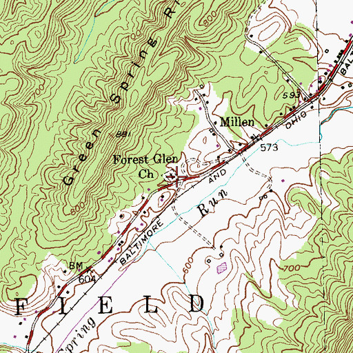 Topographic Map of Forest Glen Church, WV