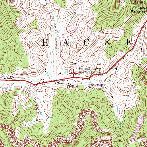 Topographic Map of Forest Lawn Memorial Gardens, WV