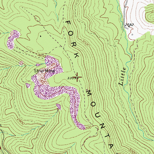 Topographic Map of Fork Mountain, WV