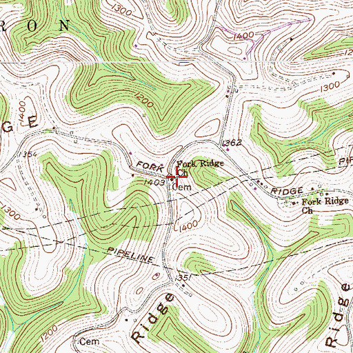 Topographic Map of Fork Ridge Church, WV