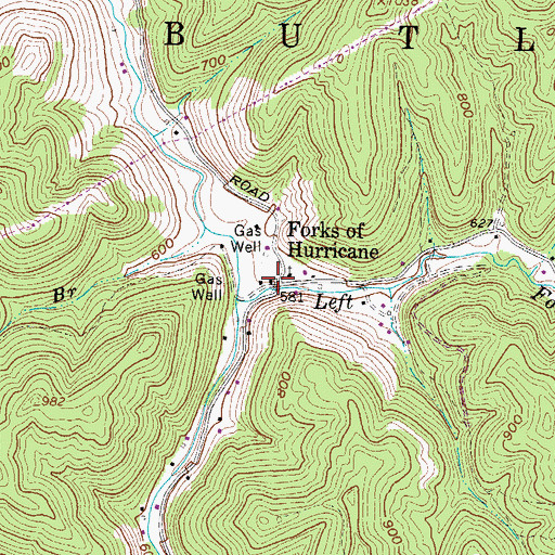 Topographic Map of Forks of Hurricane, WV