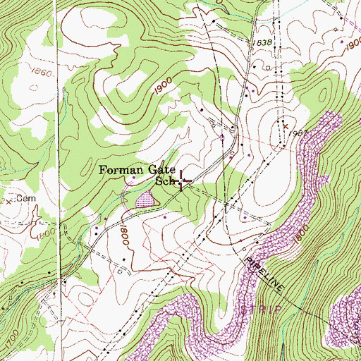 Topographic Map of Forman Gate School (historical), WV