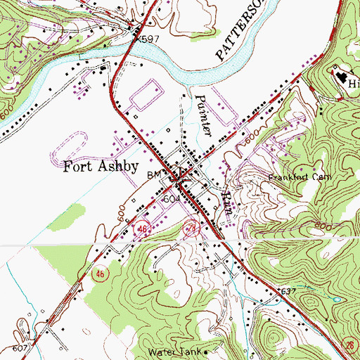 Topographic Map of Fort Ashby, WV