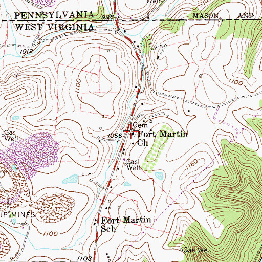 Topographic Map of Fort Martin United Methodist Church, WV