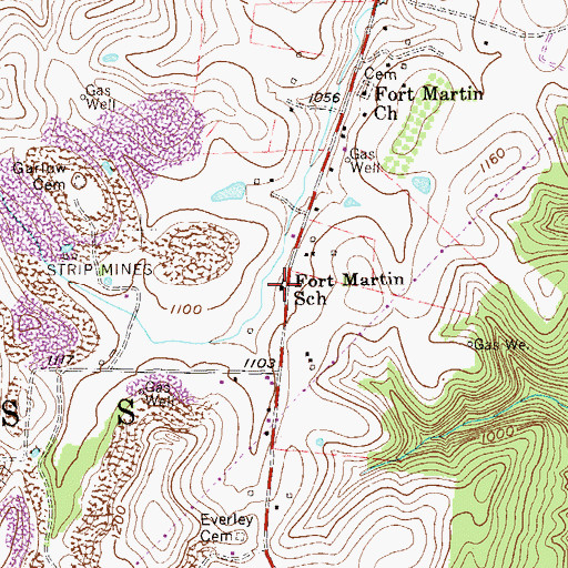 Topographic Map of Fort Martin School (historical), WV