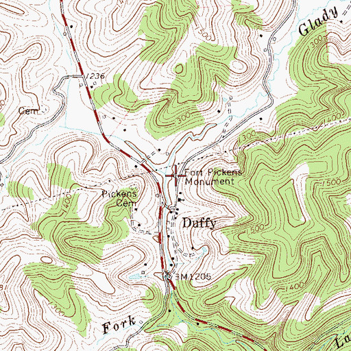Topographic Map of Fort Pickens Monument, WV