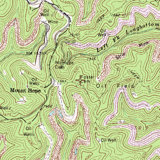 Topographic Map of Foster Cemetery, WV
