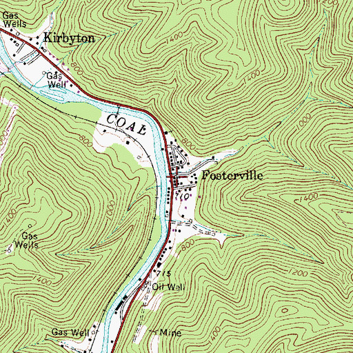 Topographic Map of Fosterville, WV