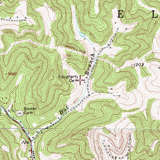 Topographic Map of Fougharty Cemetery, WV