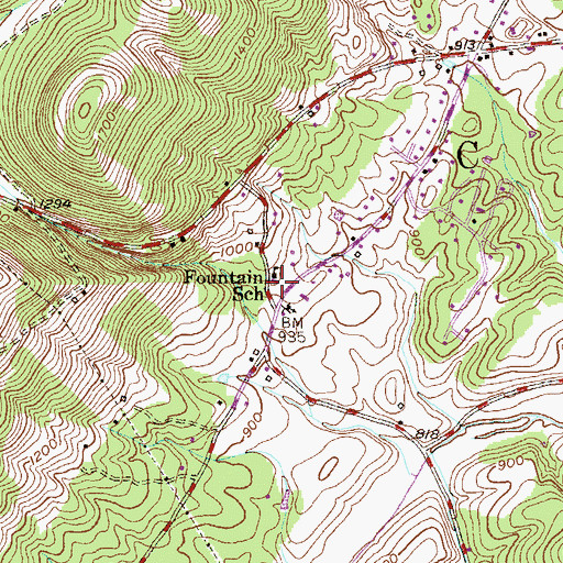 Topographic Map of Fountain Primary School, WV