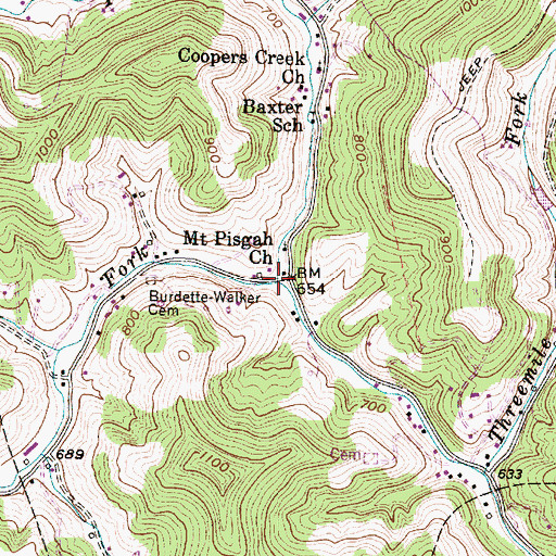 Topographic Map of Fourmile Fork, WV