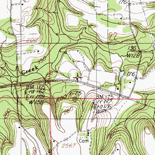 Topographic Map of Weeping Willow Church, AL