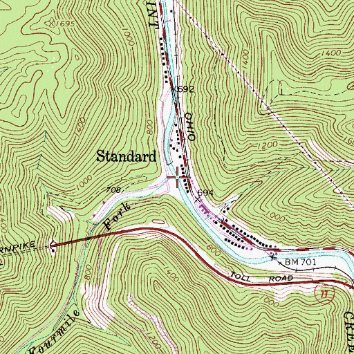Topographic Map of Fourmile Fork, WV