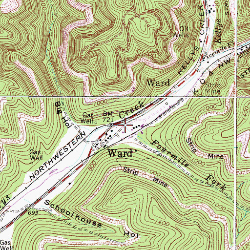 Topographic Map of Fourmile Fork, WV