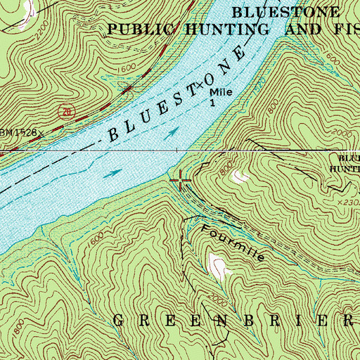 Topographic Map of Fourmile Hollow, WV