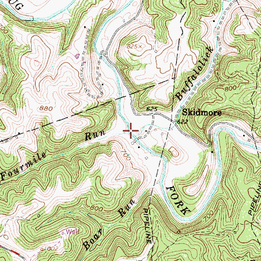 Topographic Map of Fourmile Run, WV