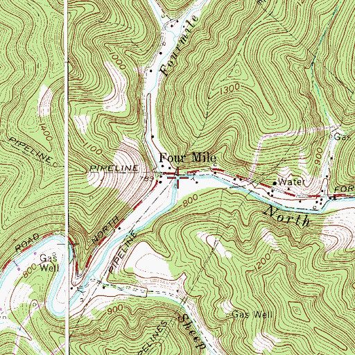 Topographic Map of Fourmile Run, WV