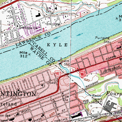 Topographic Map of Fourpole Creek, WV