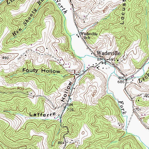 Topographic Map of Fouty Hollow, WV