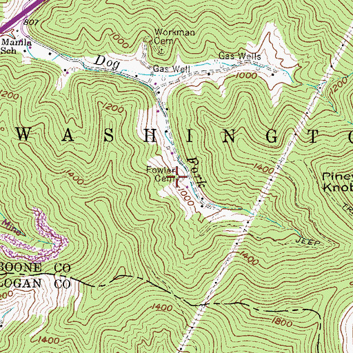 Topographic Map of Fowler Cemetery, WV