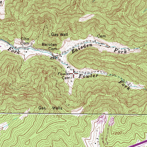 Topographic Map of Fowler Cemetery, WV