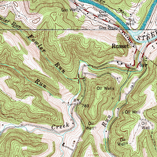 Topographic Map of Fowler Run, WV