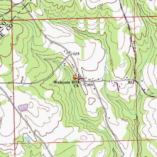 Topographic Map of Welcome Hill Baptist Church, AL