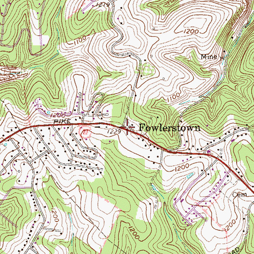 Topographic Map of Fowlerstown, WV